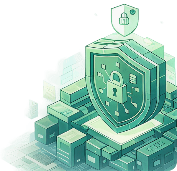 Security shield with lock illustration